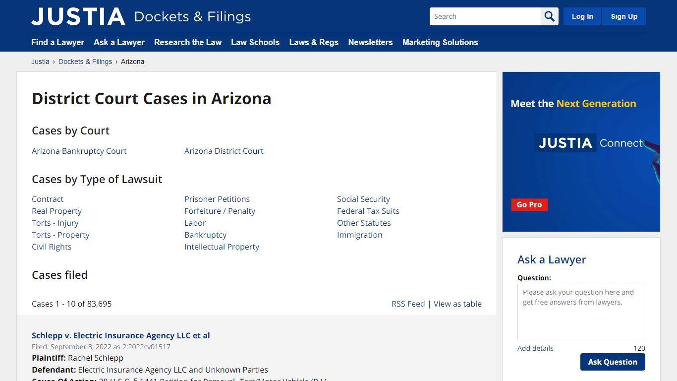 Cases, Dockets and Filings in Arizona | Justia Dockets & Filings